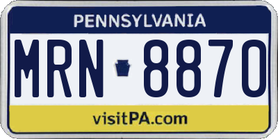 PA license plate MRN8870