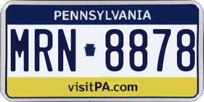 PA license plate MRN8878