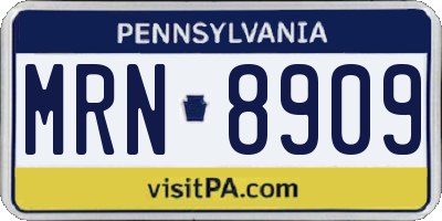 PA license plate MRN8909