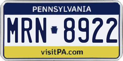 PA license plate MRN8922
