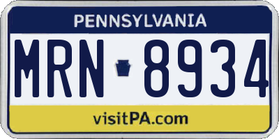 PA license plate MRN8934