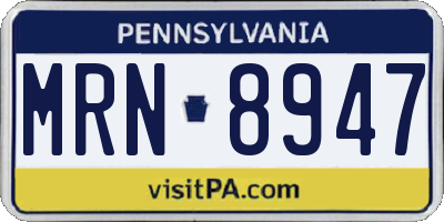 PA license plate MRN8947