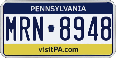 PA license plate MRN8948