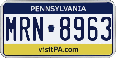 PA license plate MRN8963