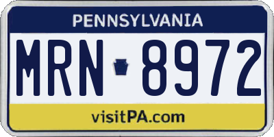 PA license plate MRN8972