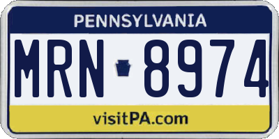 PA license plate MRN8974