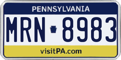 PA license plate MRN8983