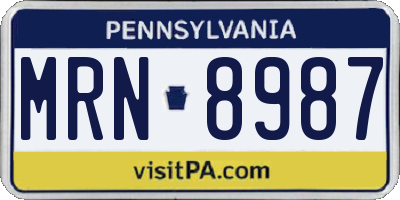 PA license plate MRN8987