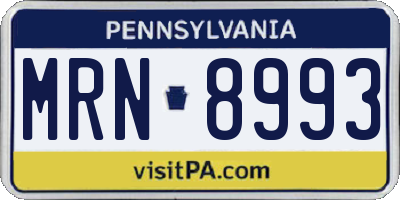 PA license plate MRN8993