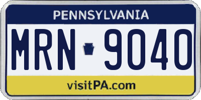 PA license plate MRN9040
