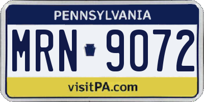 PA license plate MRN9072