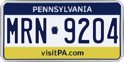 PA license plate MRN9204