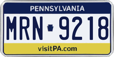 PA license plate MRN9218