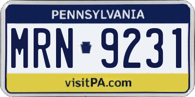 PA license plate MRN9231