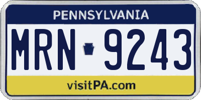 PA license plate MRN9243