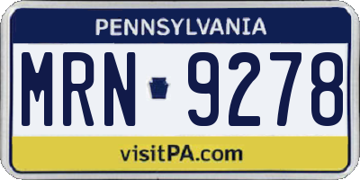 PA license plate MRN9278