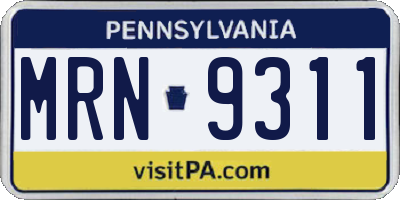 PA license plate MRN9311