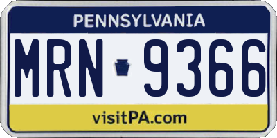 PA license plate MRN9366