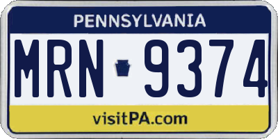 PA license plate MRN9374