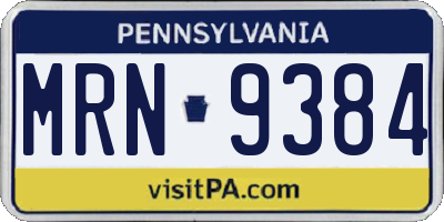 PA license plate MRN9384