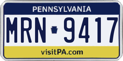 PA license plate MRN9417