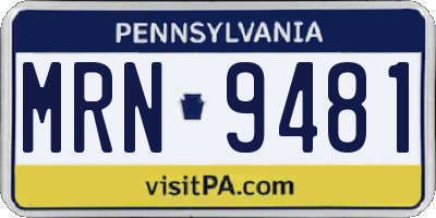 PA license plate MRN9481