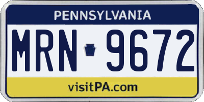 PA license plate MRN9672