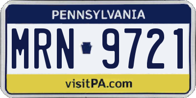 PA license plate MRN9721