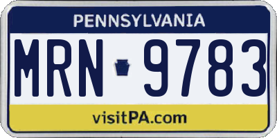 PA license plate MRN9783