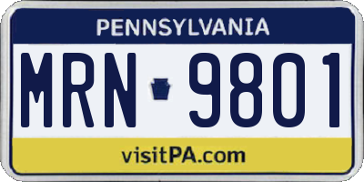 PA license plate MRN9801