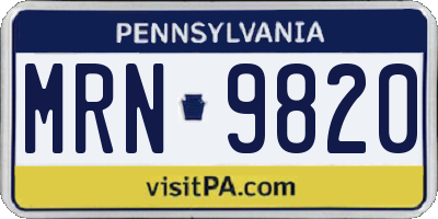PA license plate MRN9820