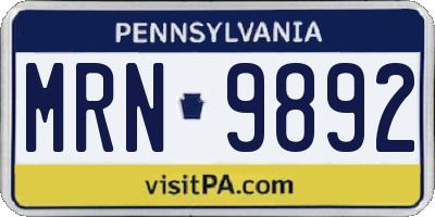 PA license plate MRN9892