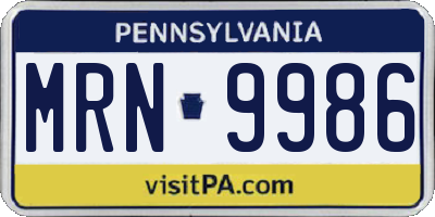PA license plate MRN9986