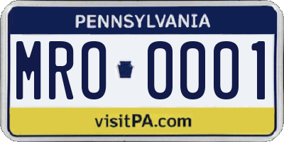PA license plate MRO0001