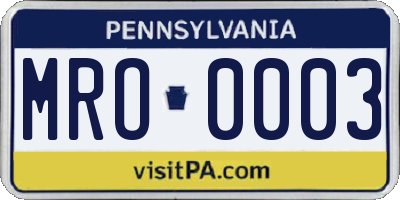 PA license plate MRO0003