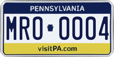 PA license plate MRO0004