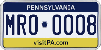 PA license plate MRO0008