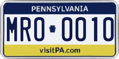 PA license plate MRO0010