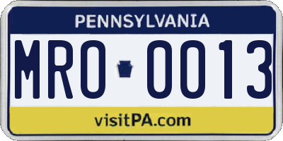 PA license plate MRO0013