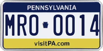 PA license plate MRO0014