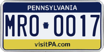 PA license plate MRO0017