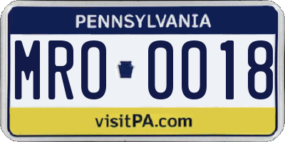 PA license plate MRO0018