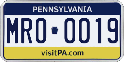 PA license plate MRO0019