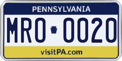 PA license plate MRO0020