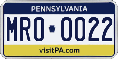 PA license plate MRO0022