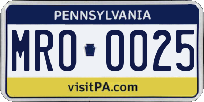 PA license plate MRO0025