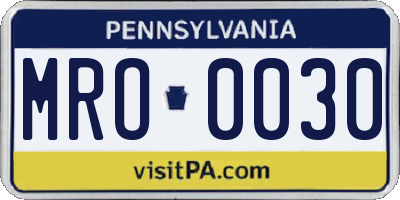 PA license plate MRO0030
