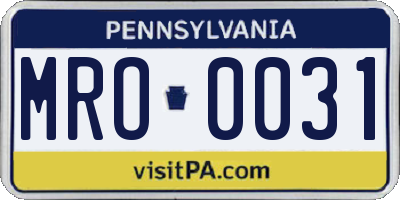 PA license plate MRO0031