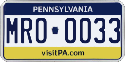 PA license plate MRO0033