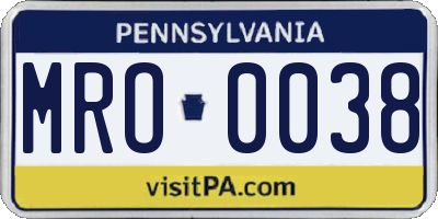 PA license plate MRO0038
